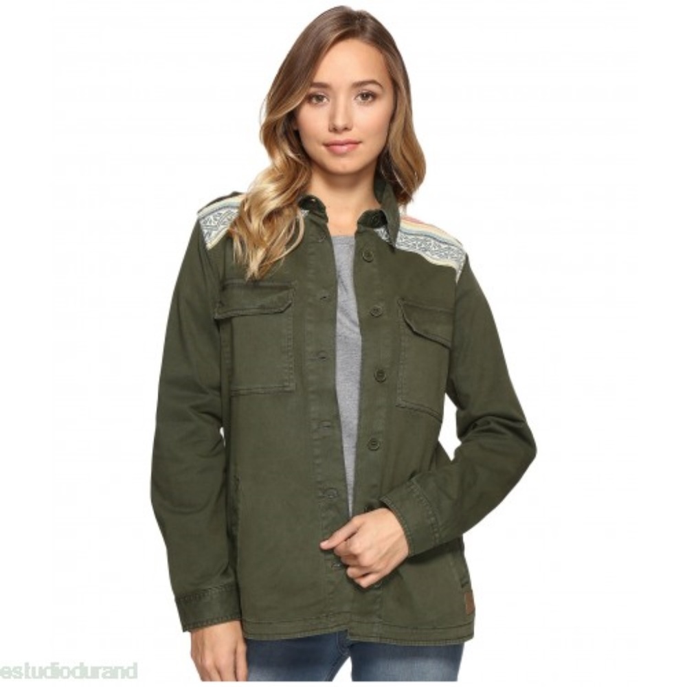 NWT Rip Curl Green Olive Sun Gypsy Shirt Utility Jacket Coat Military Army XS